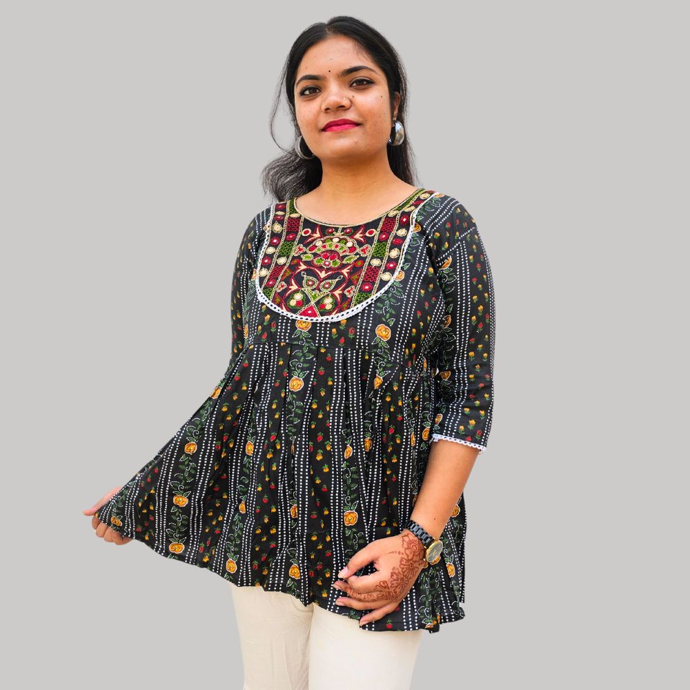 Chunri Print Kurti with Embroidery Work