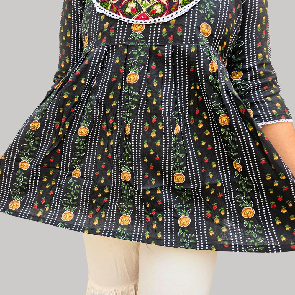 Chunri Print Kurti with Embroidery Work